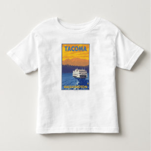 Ferry and Mountains - Tacoma, Washington Toddler T-Shirt