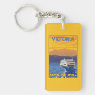 Ferry and Mountains - Victoria, BC Canada Key Ring