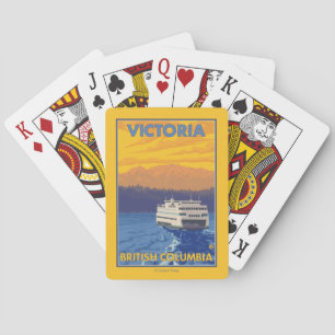Ferry and Mountains - Victoria, BC Canada Playing Cards