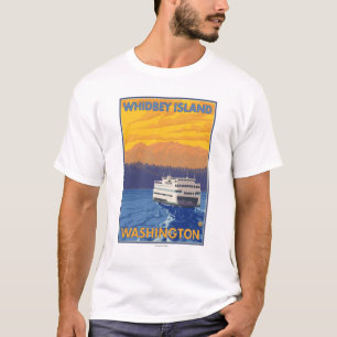 Ferry and Mountains - Whidbey Island, Washington T-Shirt