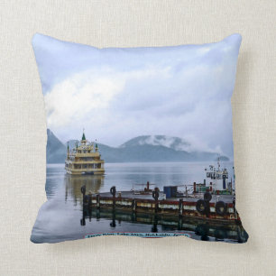 Ferry Boat, Lake Toya, Hokkaido, Japan Cushion