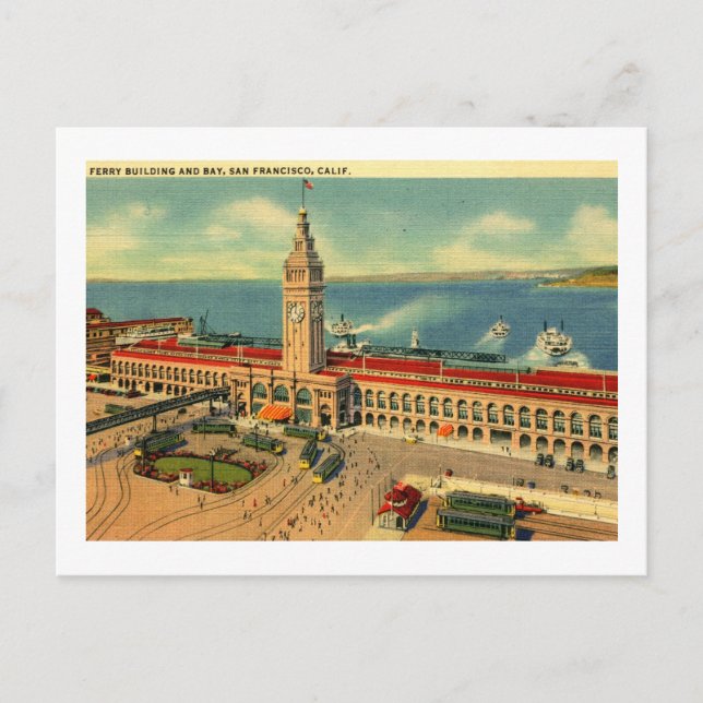 Ferry Building & Bay, San Francisco Vintage Postcard (Front)