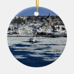 Ferry on the Saint Lawrence River, Quebec Ceramic Ornament