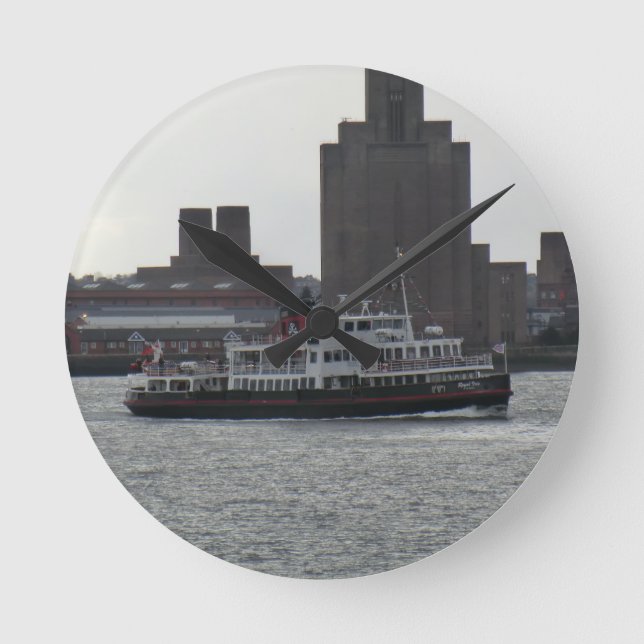 Ferry Over the River Mersey Round Clock (Front)