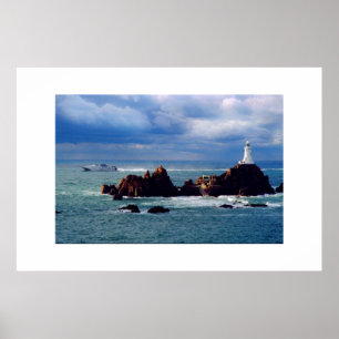 FERRY PASSING CORBIERE LIGHTHOUSE POSTER