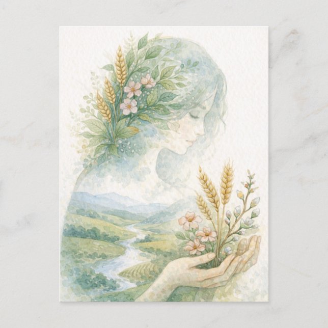 Fertility Goddess Day Watercolor Postcard (Front)