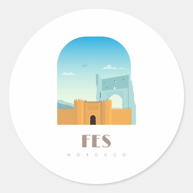 Fes city morocco Skyline Classic Round Sticker (Front)