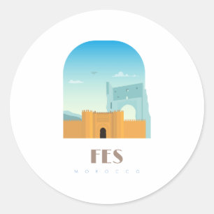 Fes city morocco Skyline Classic Round Sticker