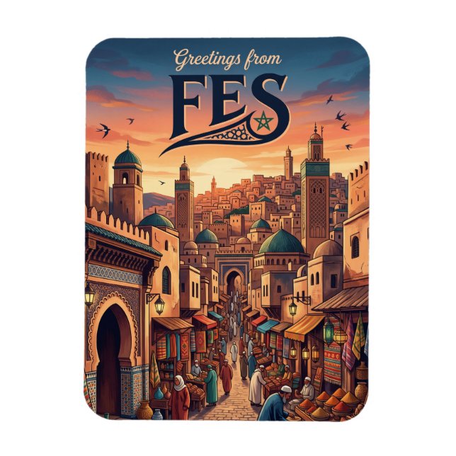 Fes Medina Morocco Magnet (Vertical)
