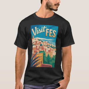 Fes Morocco Africa Illustration Travel Art Vintage T-Shirt
