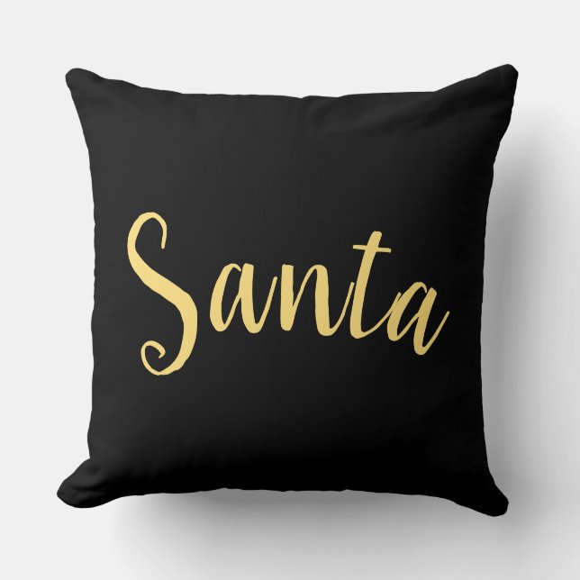 Fesitve SANTA Script On Formal Modern Rich Black Cushion (Front)