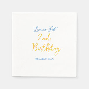 fest 2nd birthday name date yellow blue boho kids napkin
