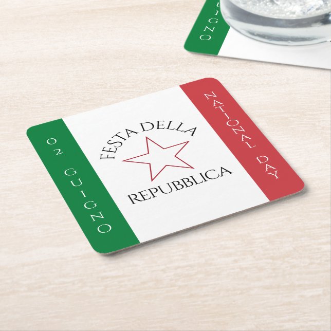 Festa della Repubblica National Day of Italy Flag Square Paper Coaster (Angled)