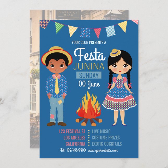 Festa Junina Corporate/Club Party photo Invitation (Front/Back)