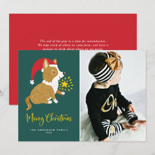 Festic Cute Santa Corgi Merry Christmas Photo Holiday Card