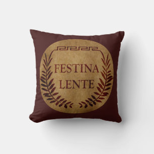 Festina lente cushion