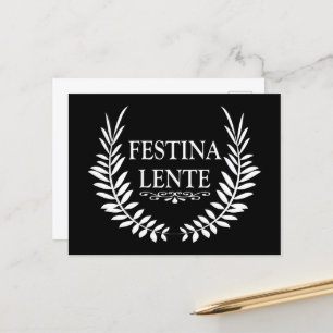 Festina lente holiday postcard