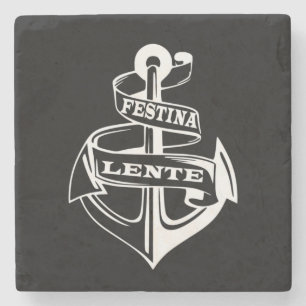 Festina lente stone coaster