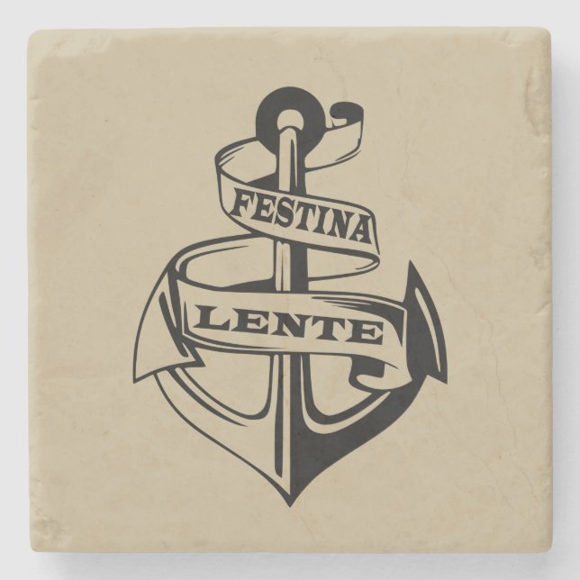Festina lente stone coaster (Front)