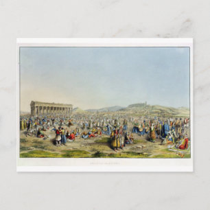 Festival at Athens, pub. by J. Rodwell, 1830 (aqua Postcard