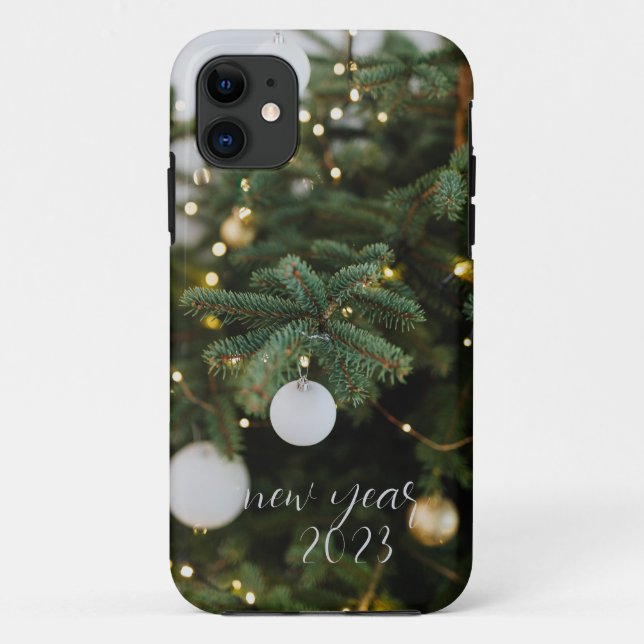 Festival balls on Christmas  tree iphone case (Back)