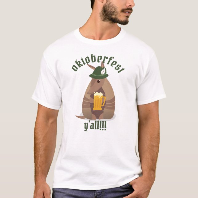 Festival Beer Drinking Armadillo Texas T-Shirt (Front)