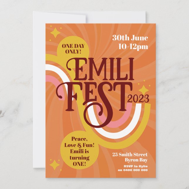 Festival Birthday Boho Groovy Invitation (Front)