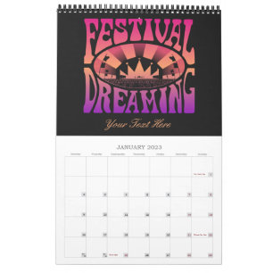 Festival Dreaming Retro Raspberry-Apricot-Plum Calendar