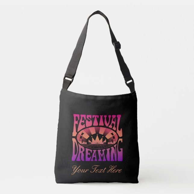 Festival Dreaming Retro Raspberry-Apricot-Plum Crossbody Bag (Front)