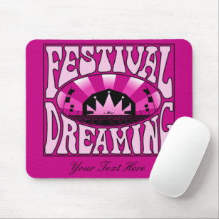 Festival Dreaming Vintage Retro Pink-Black + pink Mouse Pad