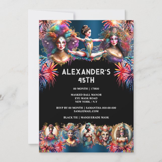 Festival fireworks carnival showmen circus fun invitation (Front)