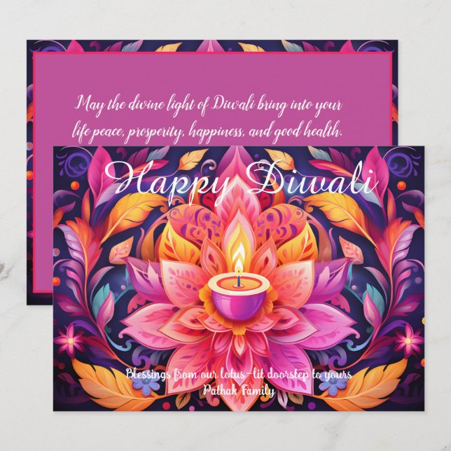 Festival Flame Diwali Card (Front/Back)