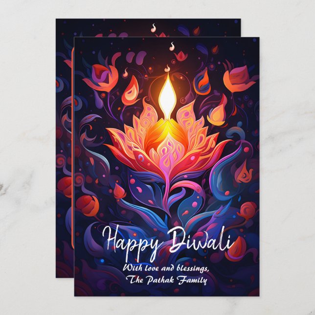 Festival Flame Mosaic Diwali card (Front/Back)