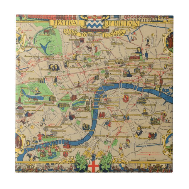 Festival of Britain: Guide to London Map Ceramic Tile (Front)