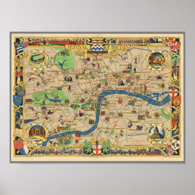 Festival of Britain: Guide to London Map Poster (Front)