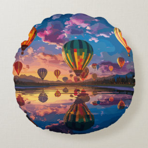 Festival of Hot Air Balloons Round Cushion