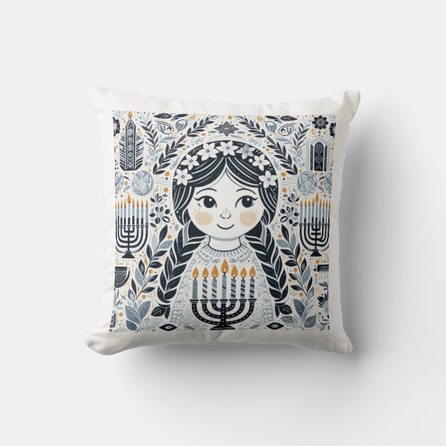 Festival of Lights: Hanukkah Sameach Stickers  Cushion (Front)
