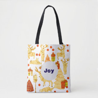 Festival pattern with reindeer and decorations  tote bag