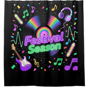 Festival Season Music Vinyl Record Graphic Shower Curtain