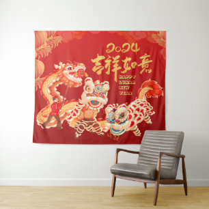 Festive 2024 Dragon Chinese Lunar New Year Party Tapestry