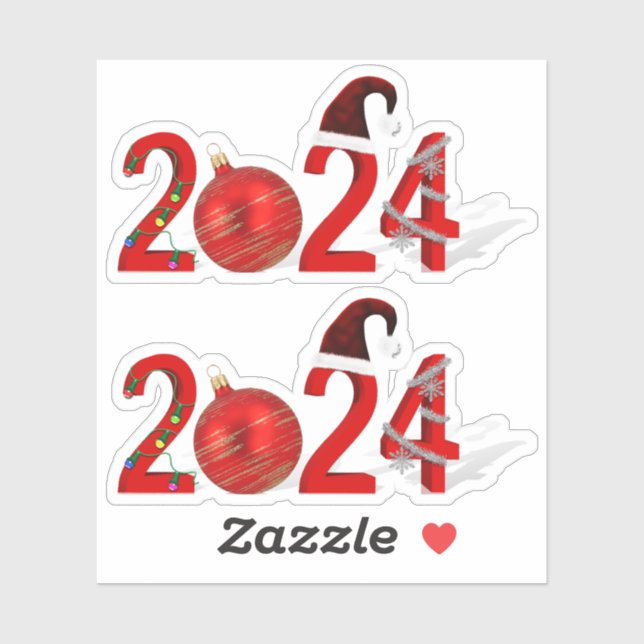 Festive 2024 Red Merry Christmas New Year (Sheet)