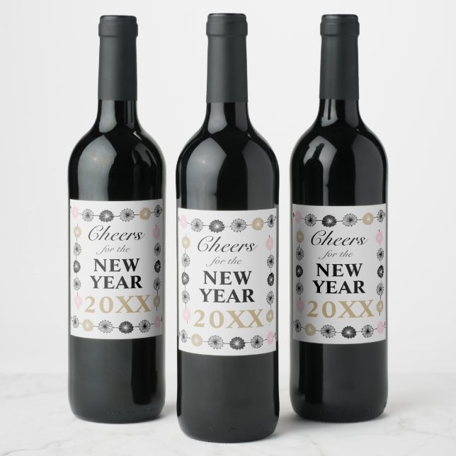 Festive 2025 Cheers for the New Year Wine Label (Bottles)