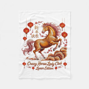 Festive 2026 Crazy Horse Lady Club Fortune Power L Fleece Blanket