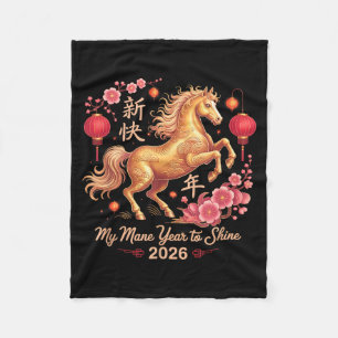 Festive 2026 Crazy Horse Lady My Mane Year To Shin Fleece Blanket