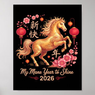 Festive 2026 Crazy Horse Lady My Mane Year To Shin Poster