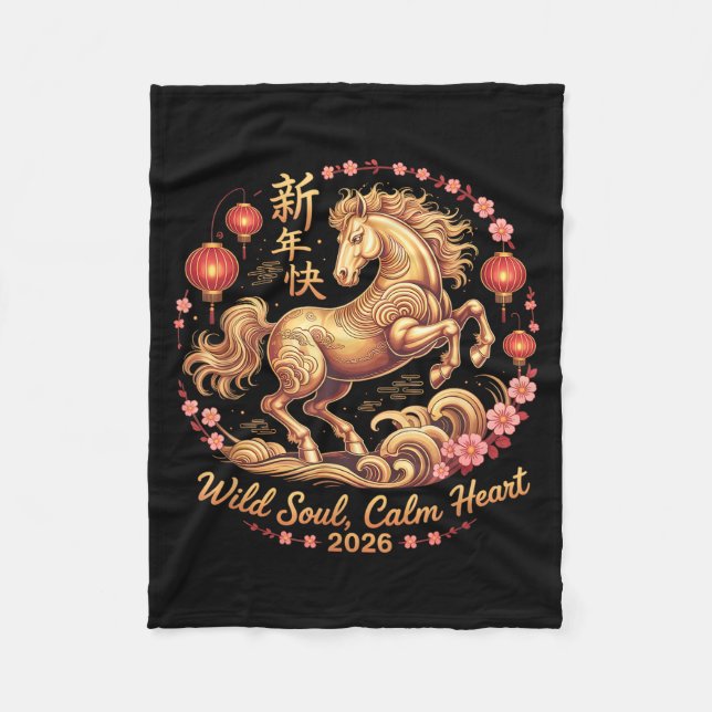 Festive 2026 Crazy Horse Lady Wild Soul Calm Heart Fleece Blanket (Front)