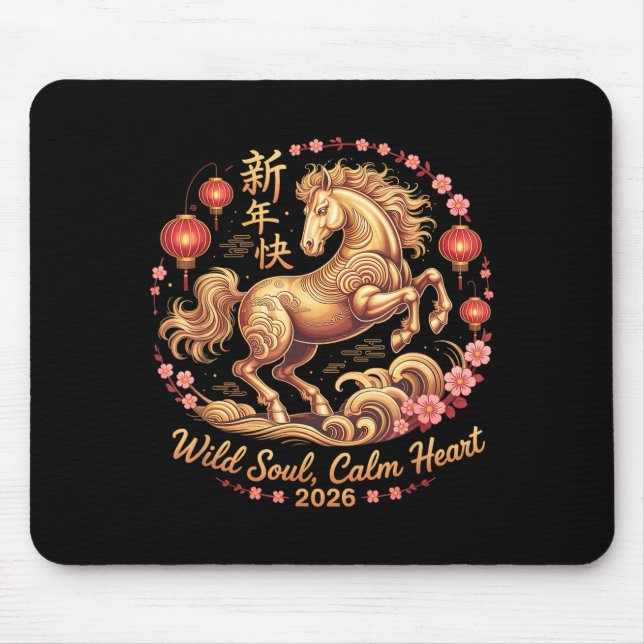 Festive 2026 Crazy Horse Lady Wild Soul Calm Heart Mouse Pad (Front)