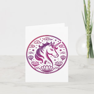 Festive 2026 Horse Year Girl Loves Unicorn Kung Fu Card