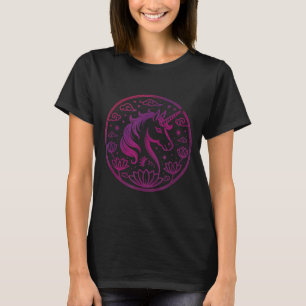 Festive 2026 Horse Year Girl Loves Unicorn Kung Fu T-Shirt