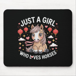 Festive 2026 Just Girl Who Loves Horses Fortune La Mouse Pad